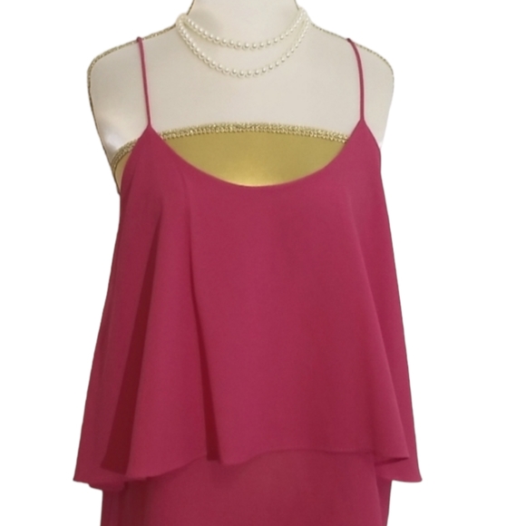 Paper Crane Fuchsia Pink Layered Spaghetti Strap Cami Top - Picture 2 of 8